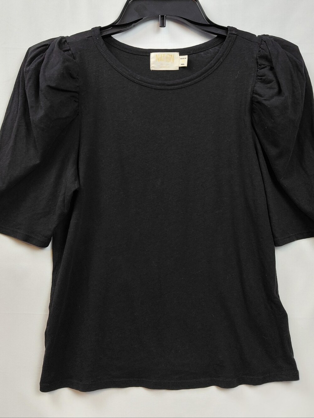 Nation LTD Cotton Linen Blend Puffed Sleeves T Shirt Women's Size Small
